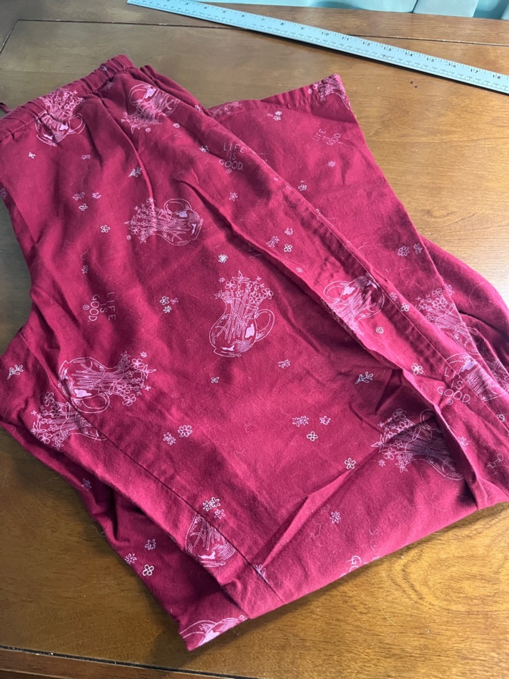 Life is Good Red Floral Pitcher Print Lounge Sleep Pants